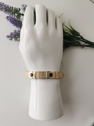 Stara złota bransoletka Aimanté z niebieskimi kamieniami vintage lata 70.