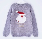 Nowy szary świąteczny włochaty sweter z Mikołajem OVS 116