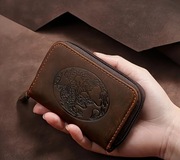 Mały portfelik- Skóra naturalna- Brąz wytlaczany 