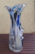 Wazon Fikołek Antico PRL 22 cm Marmurek Szkło Artystyczne