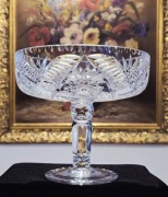 Kryształowa patera na nodze, owocarka, misa na stopie retro  prl Vintage 