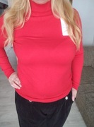 Golf damski czerwony plus size elastyczny 