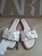 Zara klapki masa perłowa nowe z metką 39 25,5 