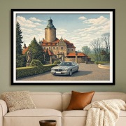 Zamek Czocha i Jaguar - plakat Art Deco 60x40cm