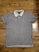 Koszulka polo Tommy Hilfiger L niebieski melanż ORYGINAŁ OKAZJA