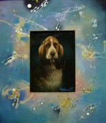 MARIUSZ KONCZALSKI obraz olejny +rama PIES PIESEK