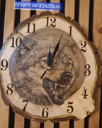 Zegar ścienny z drewna z plastra orzech włoski 