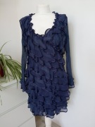 Toi et moi elegancka sukienka z falbankami granat r 42