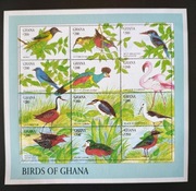 !!! GHANA PTAKI -  PIĘKNA SERIA W ARKUSZU CZYSTE**!!! 