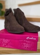 BOTKI Czekoladowe Damskie PŁASKIE Ażurowa Cholewka WYGODNE Zamszowe r 38