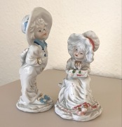 Zestaw figurek: Para zakochanych zalotnicy, styl retro. Porcelana ceramika