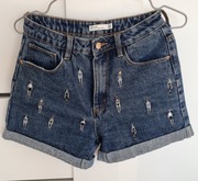 Jeansowe shorty krótkie spodenki House wyszywane (XS)