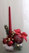 Stroik ze świecą i bombkami świąteczny 