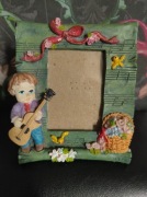 Stojąca Ramka na zdjęcie 3D figurka chłopiec gitara dekoracja vintage
