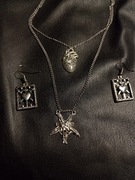 Zestaw 2 naszyjniki+ kolczyki serce anatomiczne goth moda alternatywna