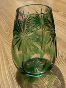 Wazon kryształ zielony PRL duży wys. 24,5 cm- nie używany - NOWY