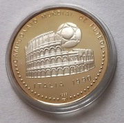 5 Pesos Coloseum Italia 1990 pół Uncji Srebro Piękny menniczy stan