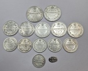 Zestaw Rosja łezka, 5, 10, 15, 20 Kopiejek piękne srebro