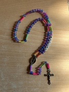 Ręcznie robiony różaniec z imieniem HALINA