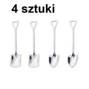 Zestaw 4 srebrnych łyżeczek do herbaty, łopata, szufla.