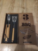 Bambusowy zestaw do grillowania 3 szt., brązowy