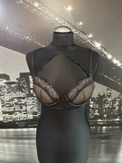 Czarny koronkowy biustonosz stanik C75 seksowny zdobiony