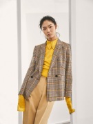 34 XS/ 36 S Massimo Dutti marynarka kratka krata brąz