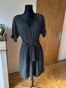 Gap 36 S sukienka czarna we wzory printy taliowana rayon wiskoza