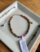 Naszyjnik bransoletka zestaw biżuterii srebro kamień naturalny turmalin