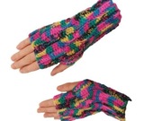 Komplet Czapka szydelkowa beanie + mitenki rękawiczki wełna rękodzieło 