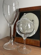 Szklany wazon oraz bomboniera vintage stare szkło