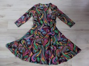 Vippi Design kolorowa rozkloszowana sukienka 36 S