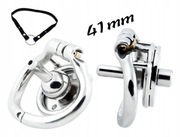 Stalowy płaski pas cnoty Chastity Flat Cage 41mm Inverted Plug + Pasek 