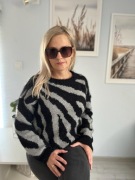 Sweter damski zebra włochaty, ciepły 