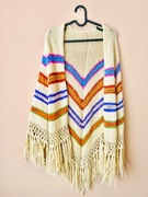Damskie ponczo beżowe w stylu etno