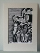 Grafika/Rysunek koza górska, tusz, oprawa