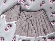 Fartuszek dziecięcy folk - fuksja na szarym