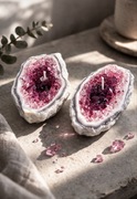 Świeca-geoda „Ziemia chroni ogień różowy” set 2 sztuki 