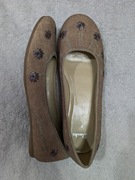 Nowe brązowe eleganckie haftowane buty baleriny w kwiaty kwiatki Clarks 39