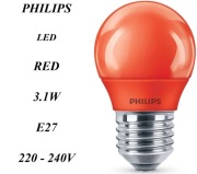 Żarówka LED Red Philips 3.1W E27 230V Kolorowa kula Party czerwona+