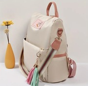 Antykradzieżowy plecak damski. Nowy. Kremowy Plecako-torebka