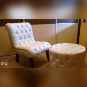 Zestaw Chesterfield fotel plus pufa. 