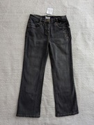 Nowe szare grafitowe spodnie jeansowe jeansy z ćwiekami dżetami Pulcino 140