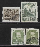 PRL, 4 znaczki z 1950-1954 kasowane fi 513+519+535+715