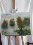 Wędkowanie, technika własna, akryl, bez ramy, rok 2019