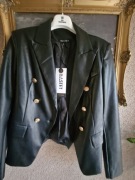 Marynarka damska żakiet czarny eko skóra Bastet S/M złote guziki