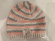 Czapka dziecięca w paski  z kokardką 