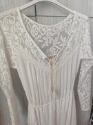 Piękna sukienka Hollister XS 34 36 biała kremowa crochet