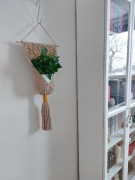 UP Kwietnik makrama wiszący na ściane ze sznurka Romb Beż Musztarda nr15