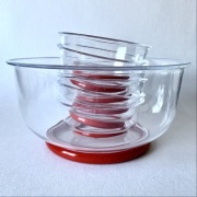 Akrylowy komplet piknikowy miska + 6 miseczek retro vintage